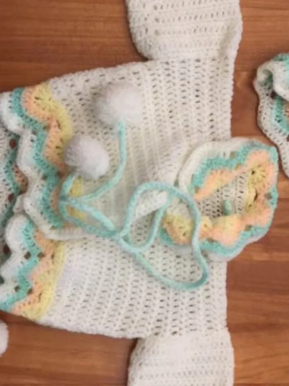 Hand-crocheted Baby Sweater, Bonnet and Booties
